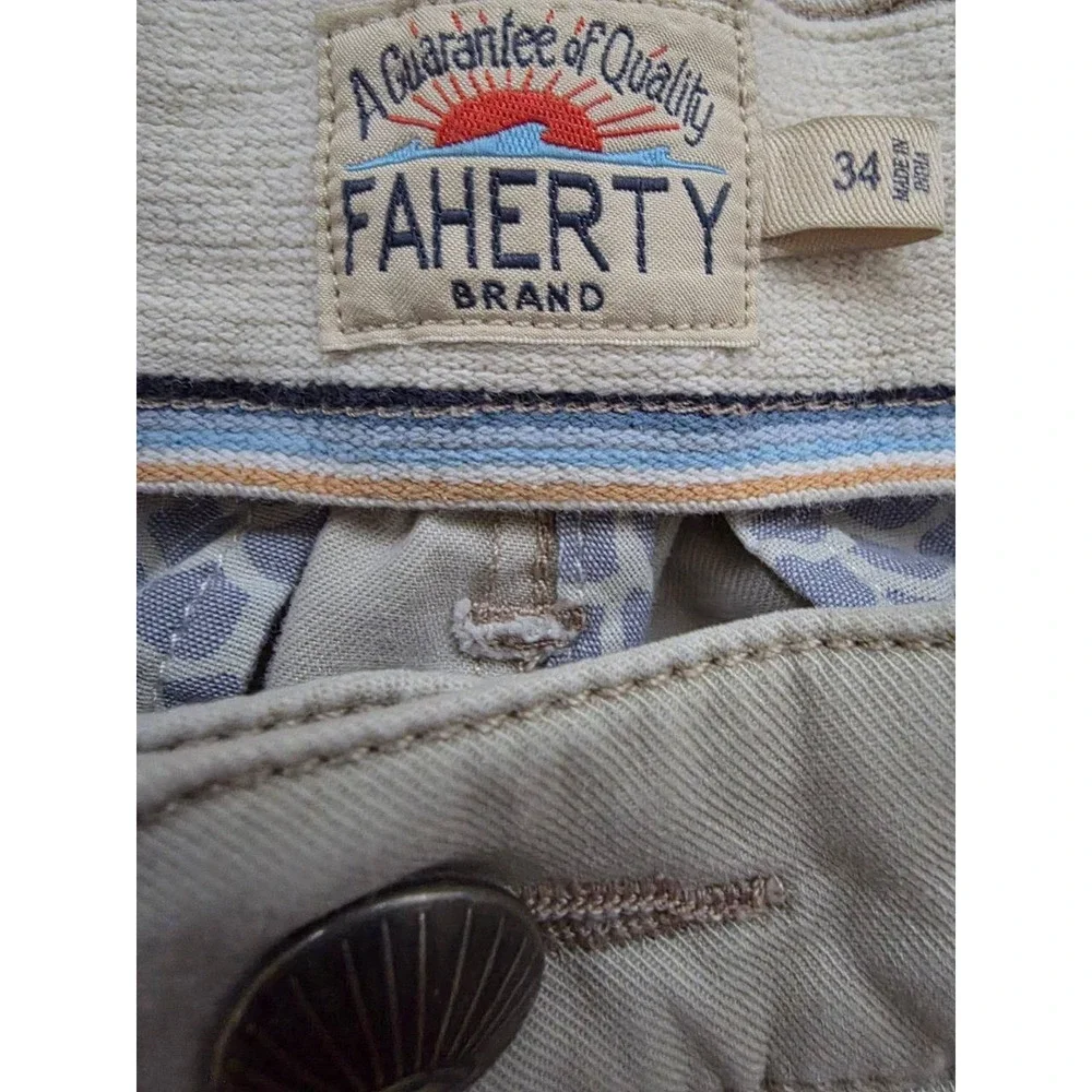 Faherty Shorts Mens Beige Organic Cotton Stretch size 34 A001565